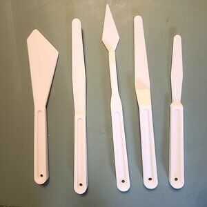5 Piece Palette Knife Set White Plastic for Artwork